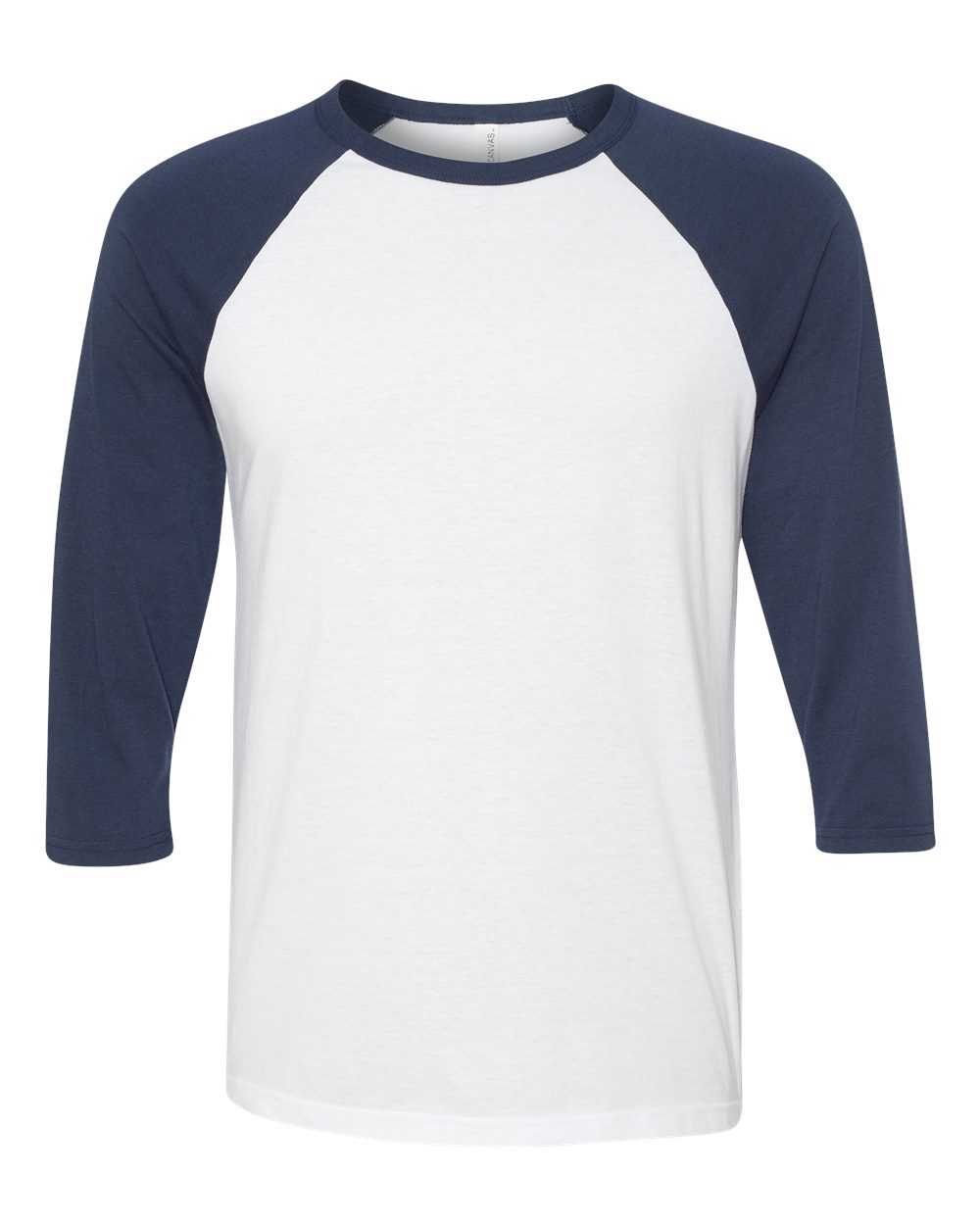 Bella and Canvas Baseball T Shirt in White/Navy