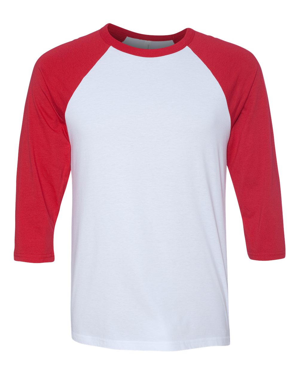 Bella and Canvas Baseball T Shirt in White/Red