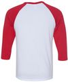 An image of a Custom Bella and Canvas Baseball T Shirt in White/Red!