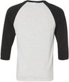 Am image of a Custom Bella and Canvas Baseball T Shirt in White Fleck/Charcoal Triblend!