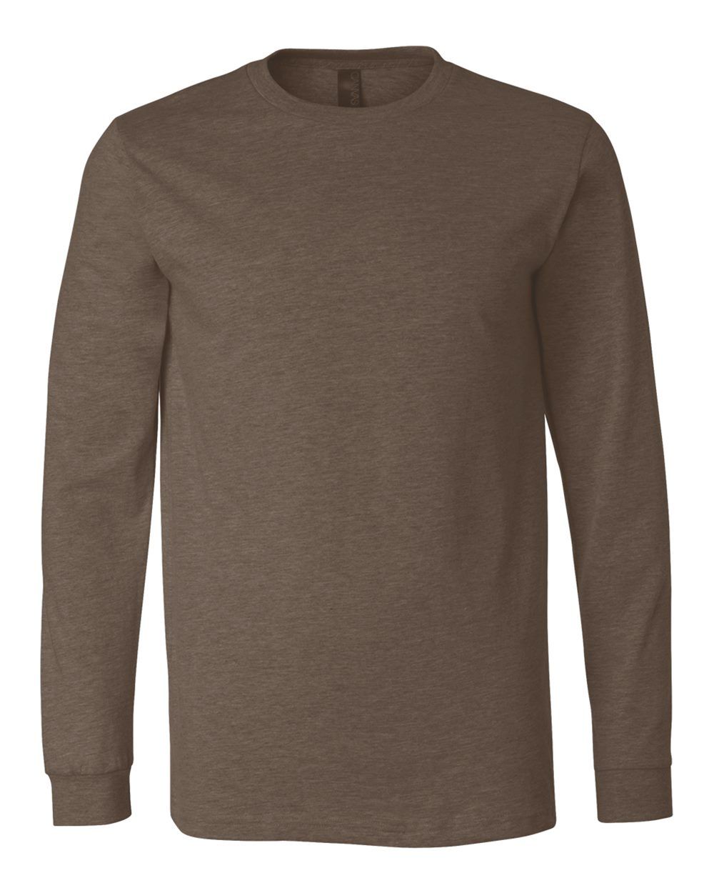 Bella and Canvas Heather CVC Long Sleeve T Shirts in Heather Brown