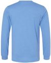 Am image of a Custom Bella and Canvas Heather CVC Long Sleeve T Shirts in Heather Carolina Blue!