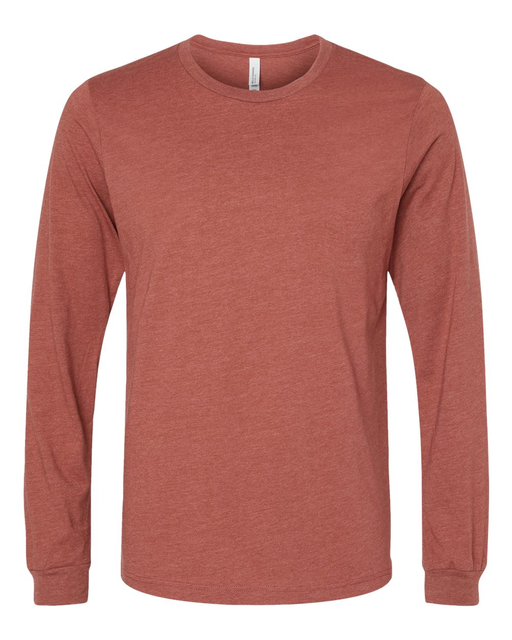 Bella and Canvas Heather CVC Long Sleeve T Shirts in Heather Clay
