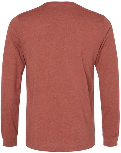 Am image of a Custom Bella and Canvas Heather CVC Long Sleeve T Shirts in Heather Clay!