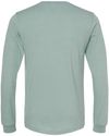 Am image of a Custom Bella and Canvas Heather CVC Long Sleeve T Shirts in Heather Dusty Blue!
