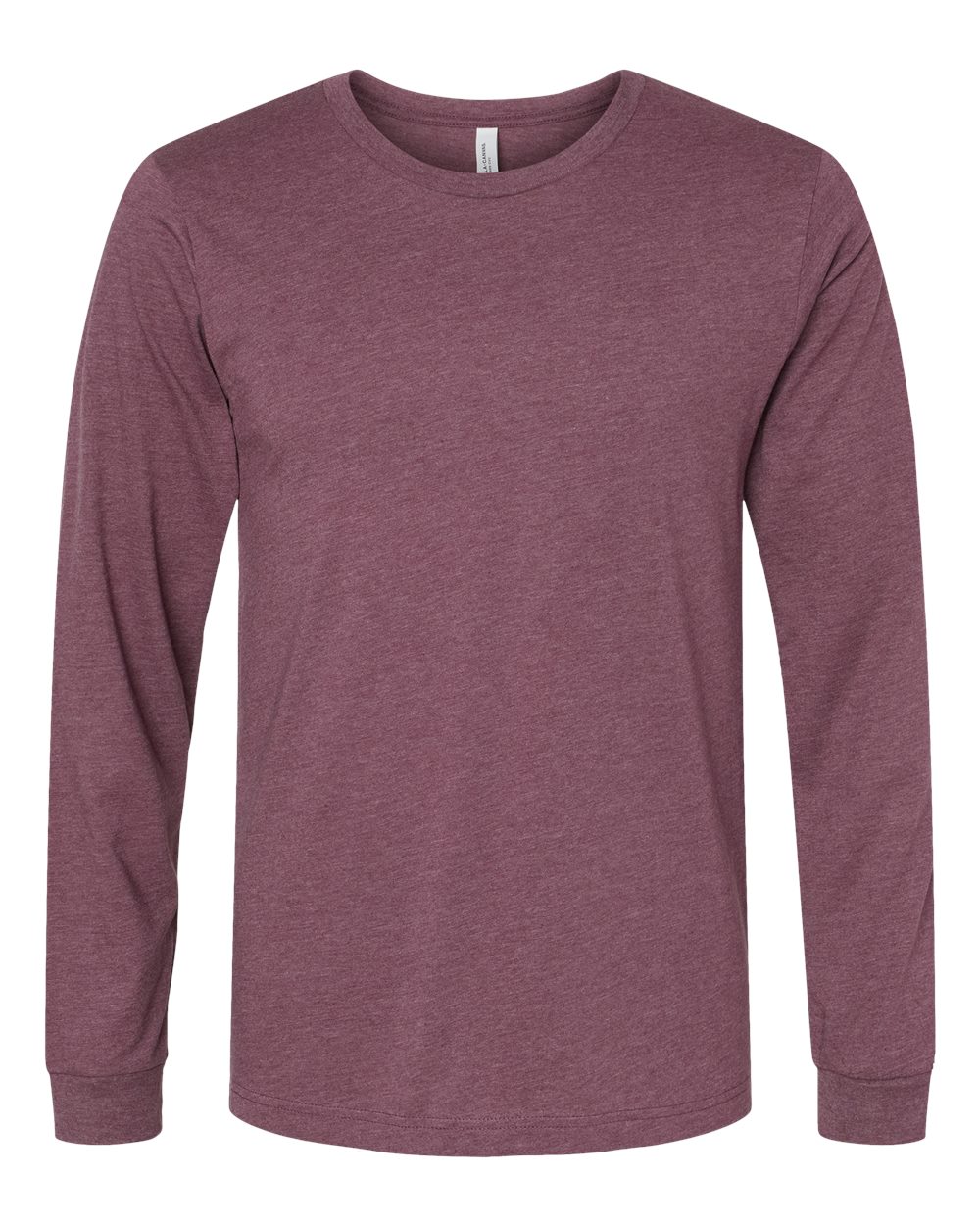 Bella and Canvas Heather CVC Long Sleeve T Shirts in Heather Maroon