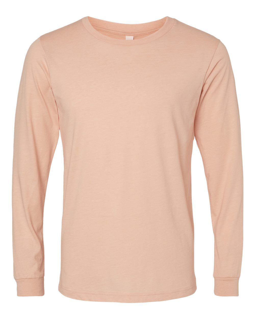 Bella and Canvas Heather CVC Long Sleeve T Shirts in Heather Peach