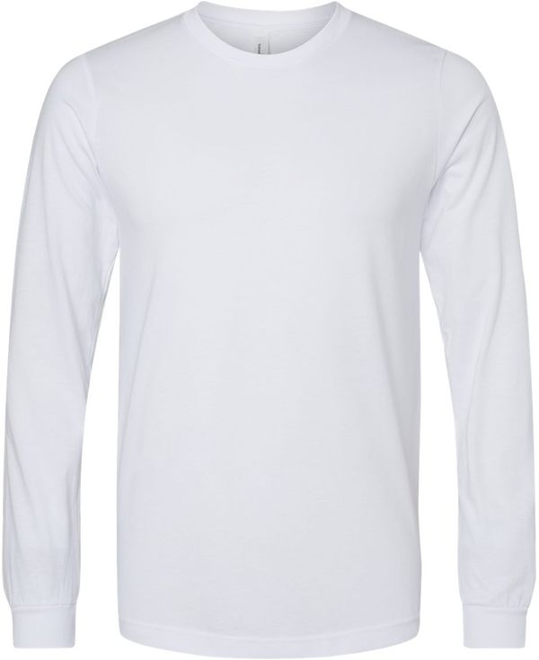 Am image of a Custom Bella and Canvas Heather CVC Long Sleeve T Shirts in Solid White Blend!