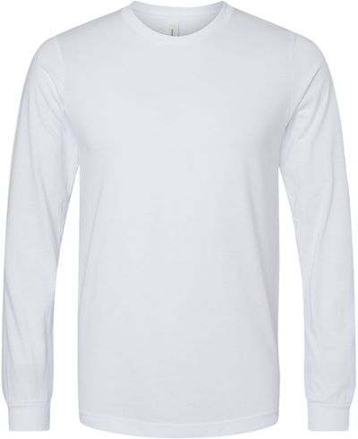 Am image of a Custom Bella and Canvas Heather CVC Long Sleeve T Shirts in Solid White Blend!