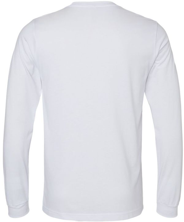 Am image of a Custom Bella and Canvas Heather CVC Long Sleeve T Shirts in Solid White Blend!