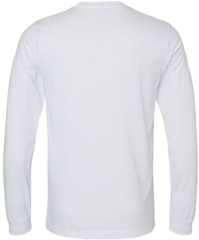 Am image of a Custom Bella and Canvas Heather CVC Long Sleeve T Shirts in Solid White Blend!