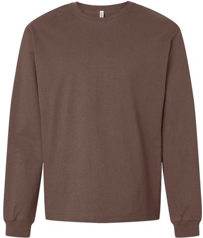 Am image of a Custom Bella and Canvas Heavyweight Long Sleeve Tee in Cocoa!