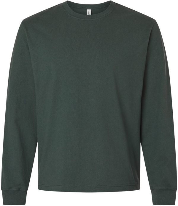 Am image of a Custom Bella and Canvas Heavyweight Long Sleeve Tee in Hunter Green!