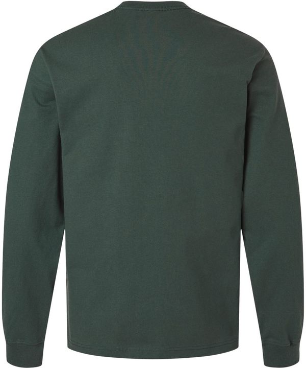 Am image of a Custom Bella and Canvas Heavyweight Long Sleeve Tee in Hunter Green!