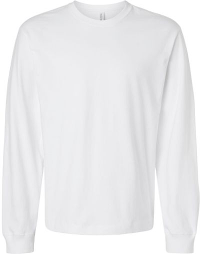 Am image of a Custom Bella and Canvas Heavyweight Long Sleeve Tee in White!