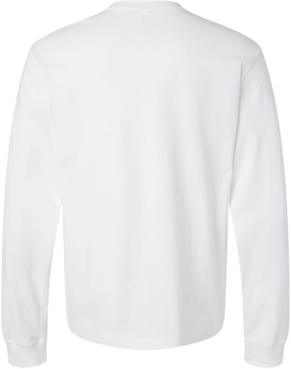 Am image of a Custom Bella and Canvas Heavyweight Long Sleeve Tee in White!