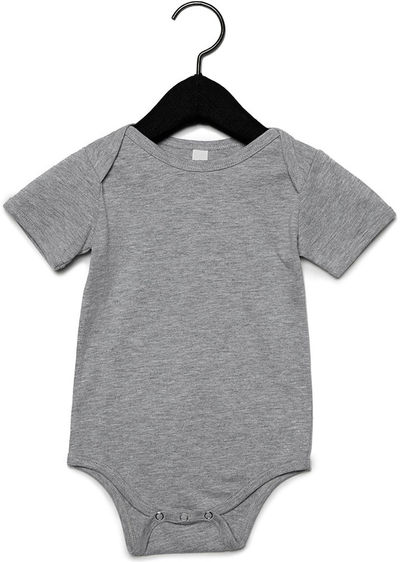 Am image of a Custom Bella and Canvas Infant Jersey Short Sleeve One Piece in Athletic Heather!