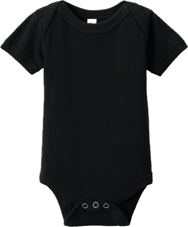 An image of a Custom Bella and Canvas Infant Jersey Short Sleeve One Piece in Black!