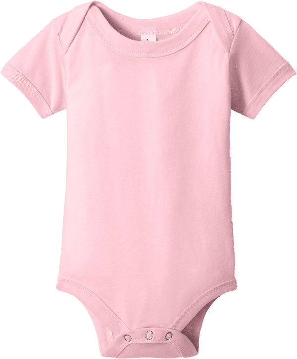 An image of a Custom Bella and Canvas Infant Jersey Short Sleeve One Piece in Pink!