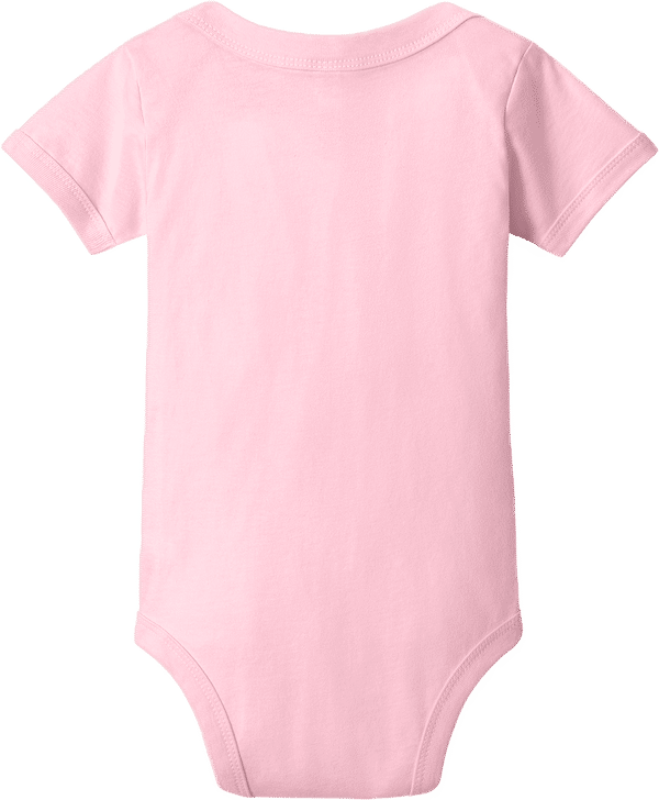 An image of a Custom Bella and Canvas Infant Jersey Short Sleeve One Piece in Pink!
