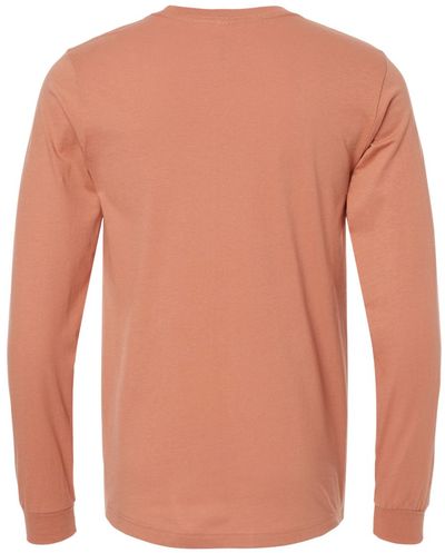 Am image of a Custom Bella and Canvas Jersey Long Sleeve T Shirt in Terracotta!