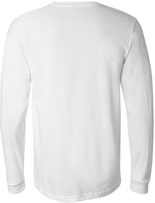 Am image of a Custom Bella and Canvas Jersey Long Sleeve T Shirt in White!