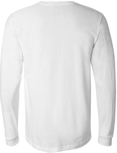 Am image of a Custom Bella and Canvas Jersey Long Sleeve T Shirt in White!