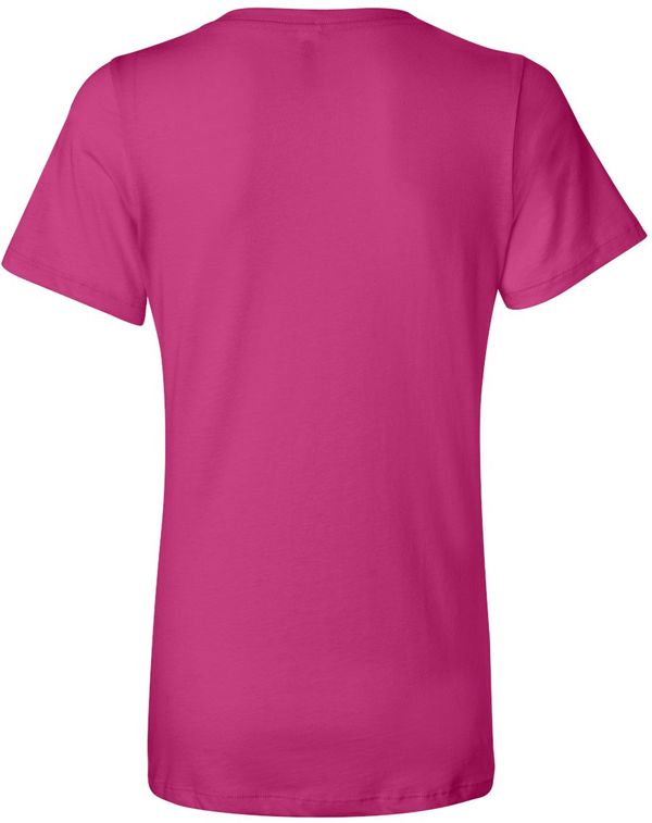 Am image of a Custom Bella and Canvas Ladies' Relaxed Jersey V Neck T Shirt in Berry!