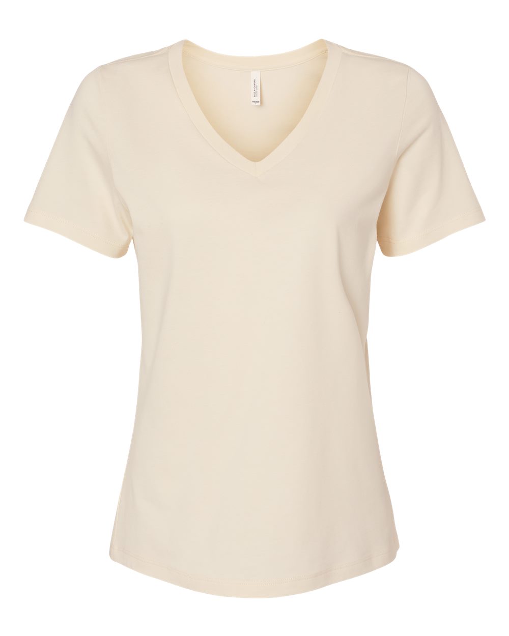 Bella and Canvas Ladies' Relaxed Jersey V Neck T Shirt in Natural
