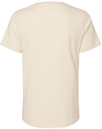 Am image of a Custom Bella and Canvas Ladies' Relaxed Jersey V Neck T Shirt in Natural!
