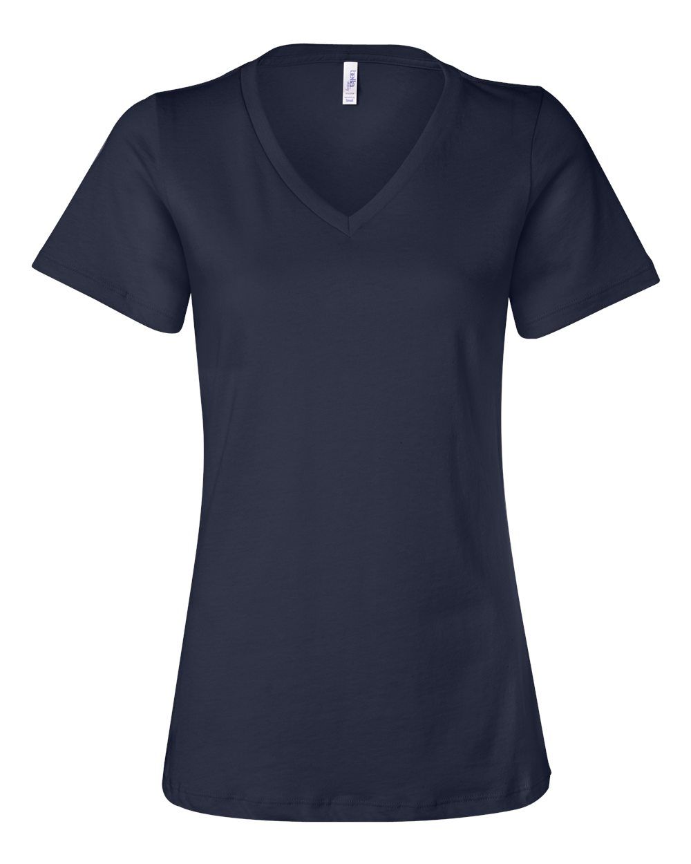 Bella and Canvas Ladies' Relaxed Jersey V Neck T Shirt in Navy