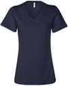 Am image of a Custom Bella and Canvas Ladies' Relaxed Jersey V Neck T Shirt in Navy!
