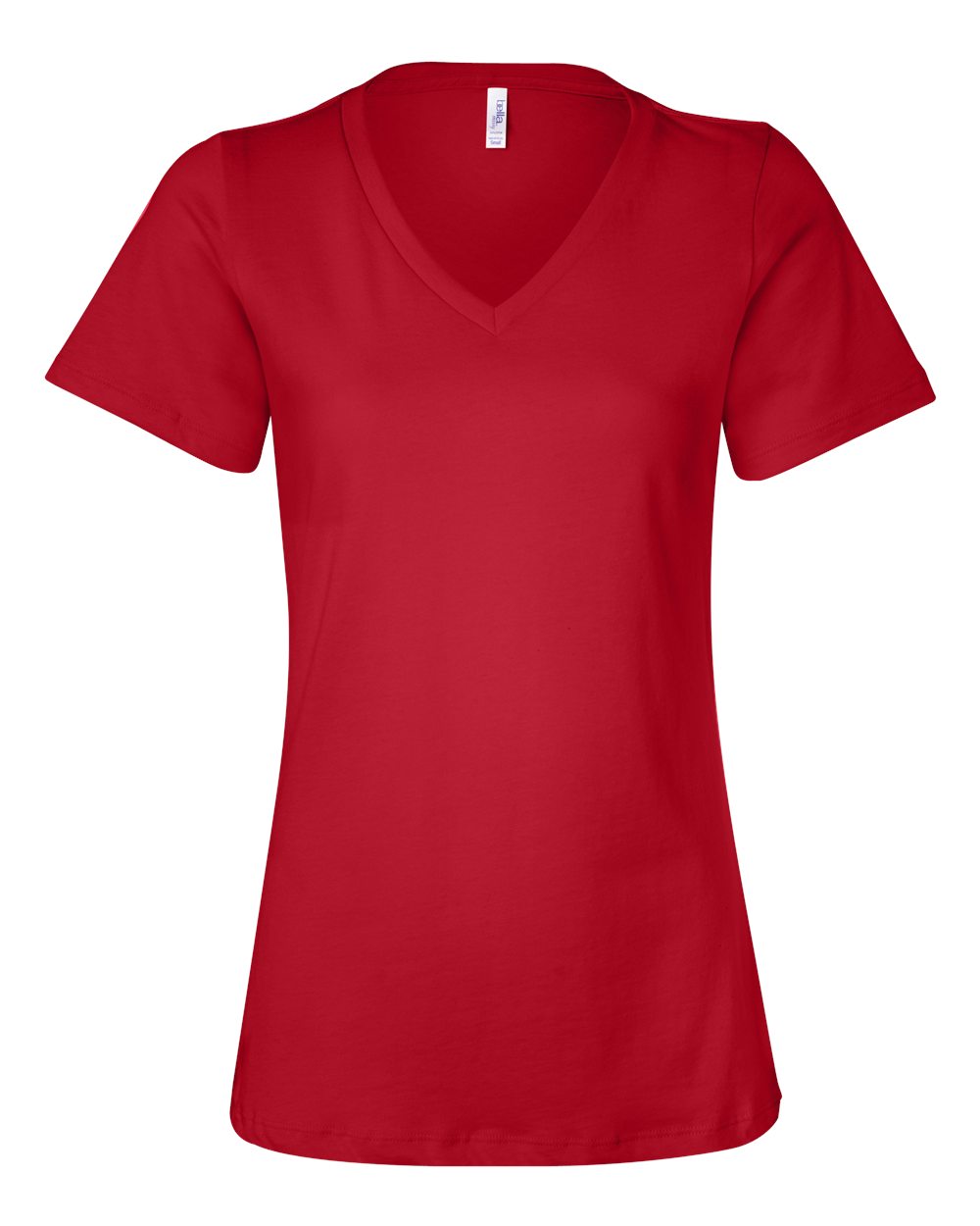 Bella and Canvas Ladies' Relaxed Jersey V Neck T Shirt in Red