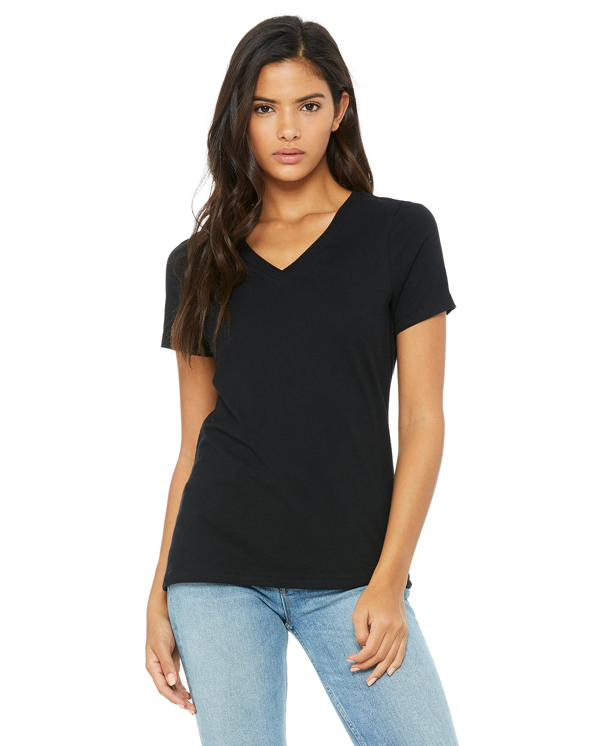 Bella and Canvas Ladies' Relaxed Jersey V Neck T Shirt