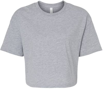 Am image of a Custom Bella and Canvas Ladies Jersey Cropped T Shirt in Athletic Heather!