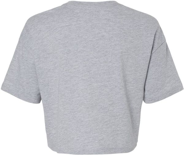 Am image of a Custom Bella and Canvas Ladies Jersey Cropped T Shirt in Athletic Heather!