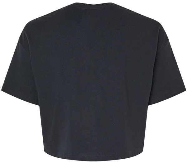 Am image of a Custom Bella and Canvas Ladies Jersey Cropped T Shirt in Black!