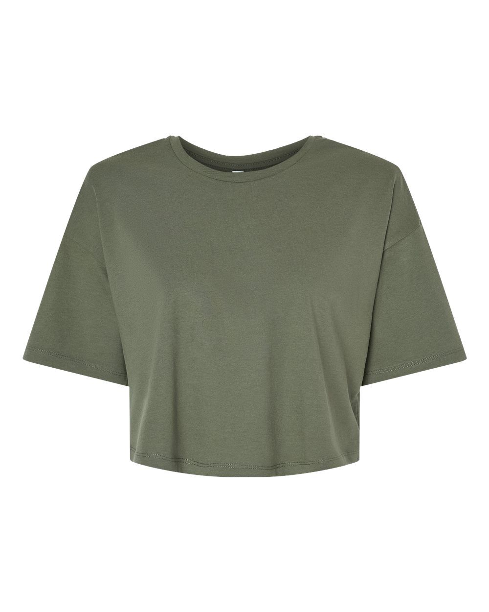 Bella and Canvas Ladies Jersey Cropped T Shirt in Military Green