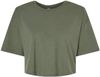 Am image of a Custom Bella and Canvas Ladies Jersey Cropped T Shirt in Military Green!