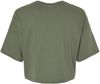 Am image of a Custom Bella and Canvas Ladies Jersey Cropped T Shirt in Military Green!