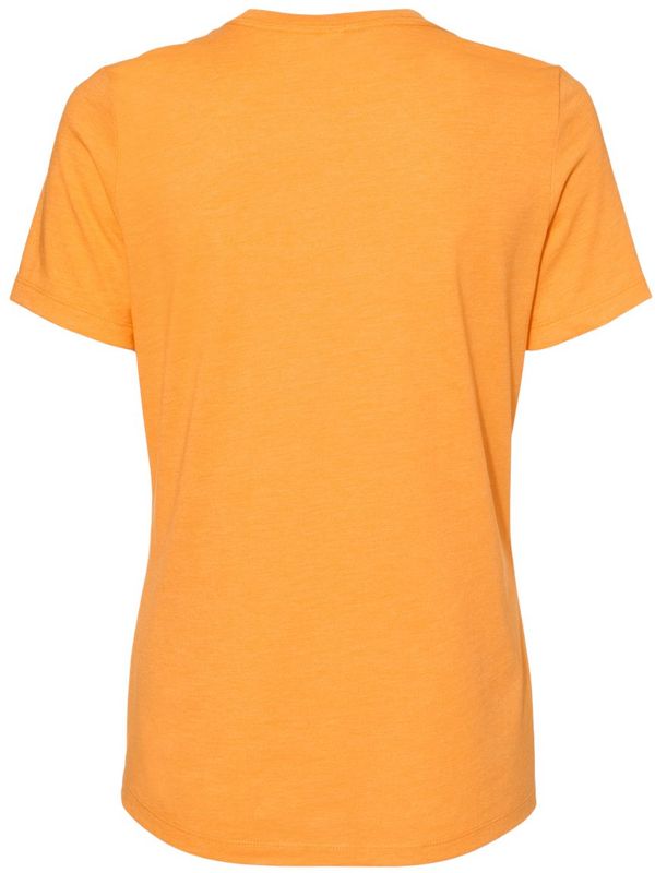 An image of a Custom Bella and Canvas Ladies Relaxed Fit Heather CVC T Shirt in Heather Marmalade!