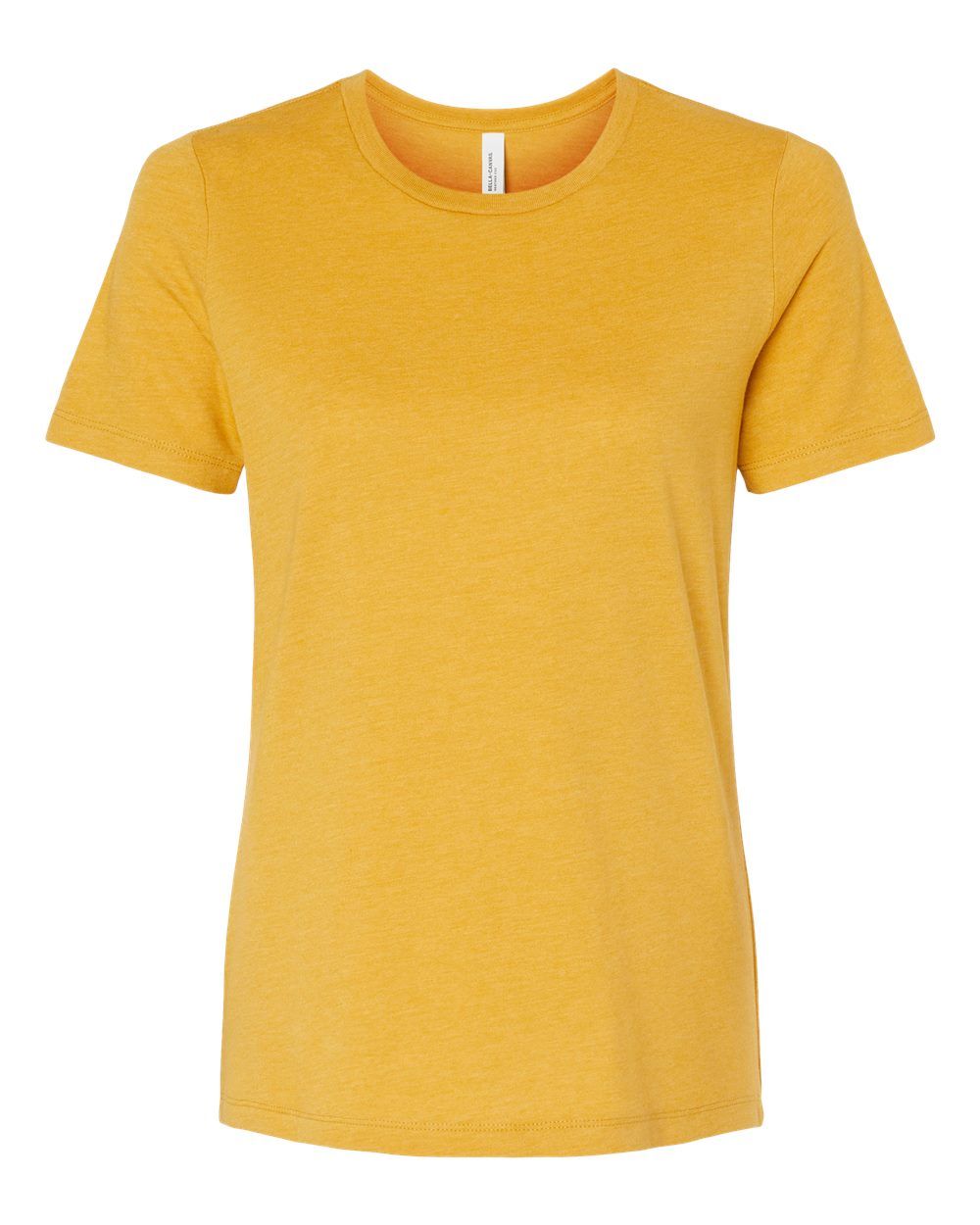 Bella and Canvas Ladies Relaxed Fit Heather CVC T Shirt in Heather Mustard