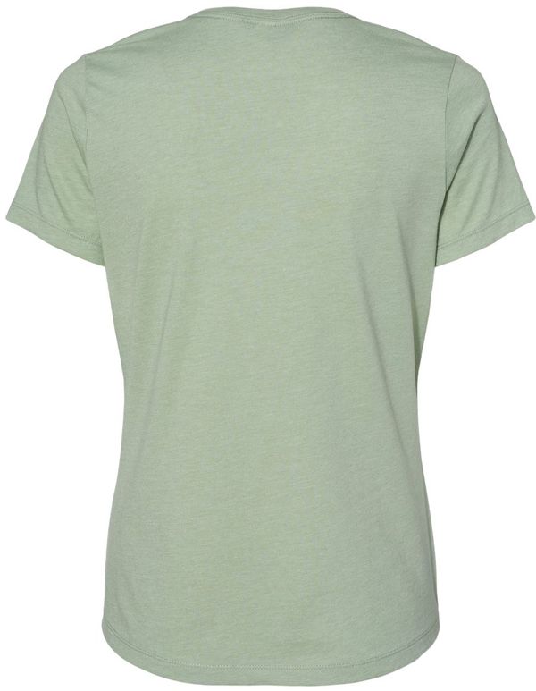 An image of a Custom Bella and Canvas Ladies Relaxed Fit Heather CVC T Shirt in Heather Sage!
