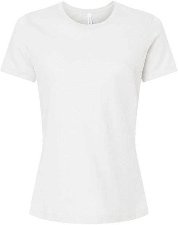 Am image of a Custom Bella and Canvas Ladies Relaxed Fit Heather CVC T Shirt in Solid White Blend!