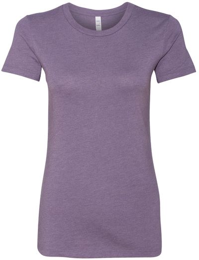 Am image of a Custom Bella and Canvas Ladies Slim Fit T Shirt in Heather Purple!