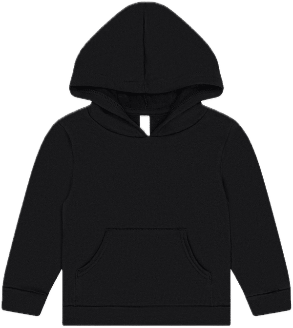 An image of a Custom Bella and Canvas Toddler Sponge Fleece Pullover Hoodie in Black!