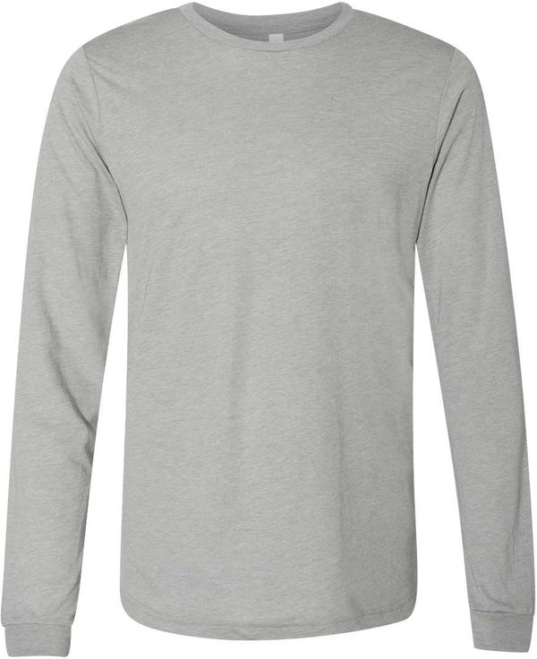 Am image of a Custom Bella and Canvas Triblend Long Sleeve T Shirt in Athletic Grey Triblend!