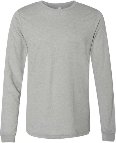 Am image of a Custom Bella and Canvas Triblend Long Sleeve T Shirt in Athletic Grey Triblend!