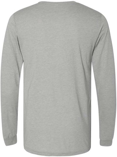 Am image of a Custom Bella and Canvas Triblend Long Sleeve T Shirt in Athletic Grey Triblend!
