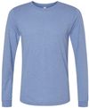 Am image of a Custom Bella and Canvas Triblend Long Sleeve T Shirt in Blue Triblend!